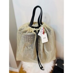 Alexander Mcqueen Women Nebula Crystal Mesh Sheer Tulle‎ Tote, Black, NWT